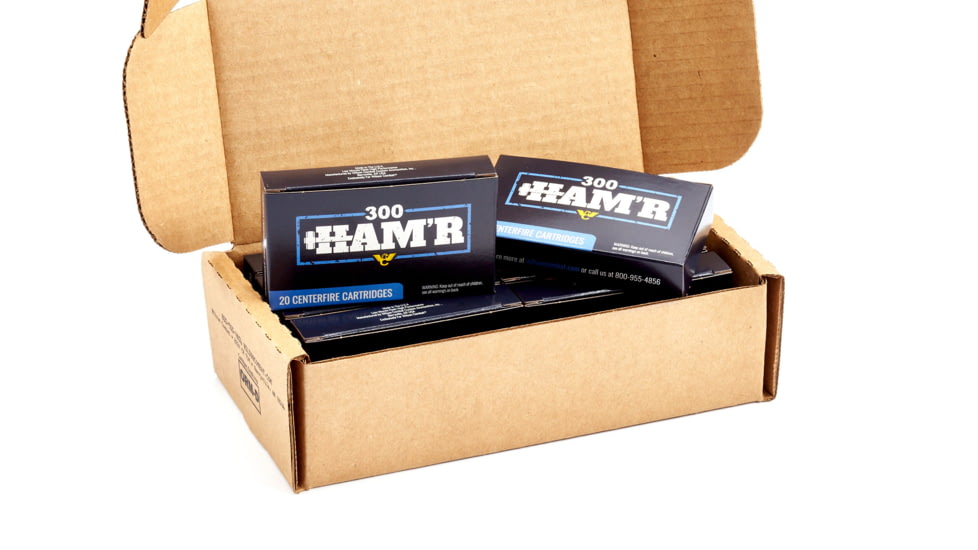 Wilson Combat Speer HAMR Bonded 300 HAMR 135 Grain Brass Cased Pistol Ammo, 200 Round, A300HMR-135-HB-BLK-200RD