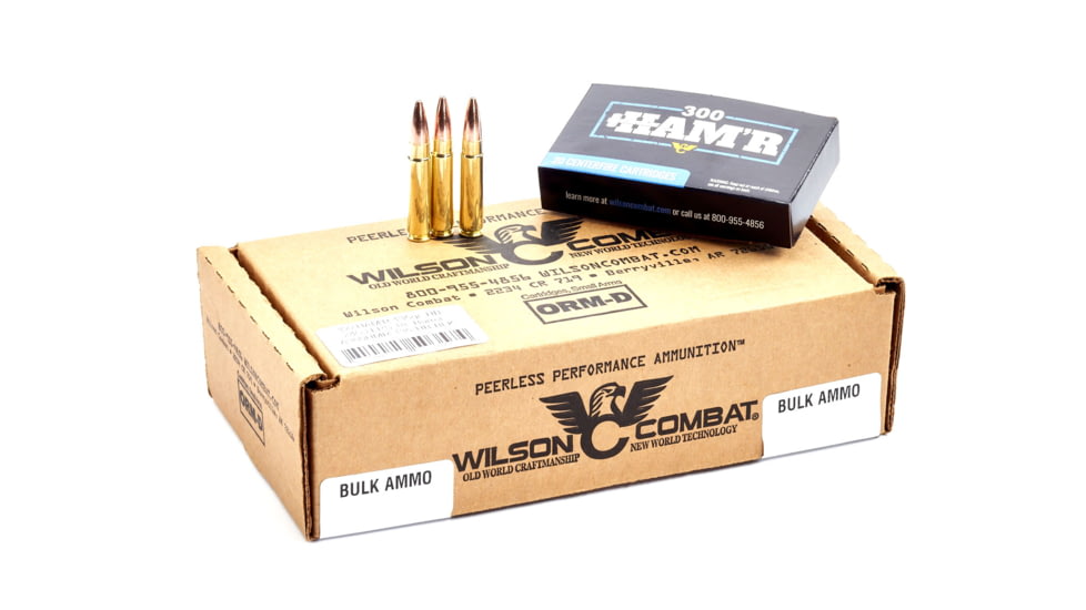 Wilson Combat Speer HAMR Bonded 300 HAMR 135 Grain Brass Cased Pistol Ammo, 200 Round, A300HMR-135-HB-BLK-200RD