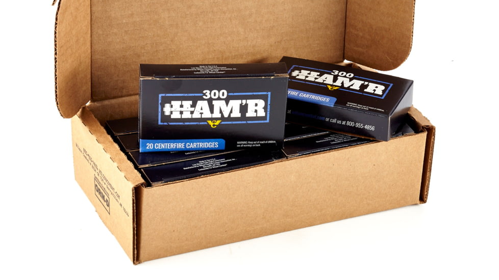 Wilson Combat Speer HAMR HOT-CORE 300 HAMR 130 Grain Brass Cased Pistol Ammo, 200 Round, A300HMR-130-HHC-BLK-200RD