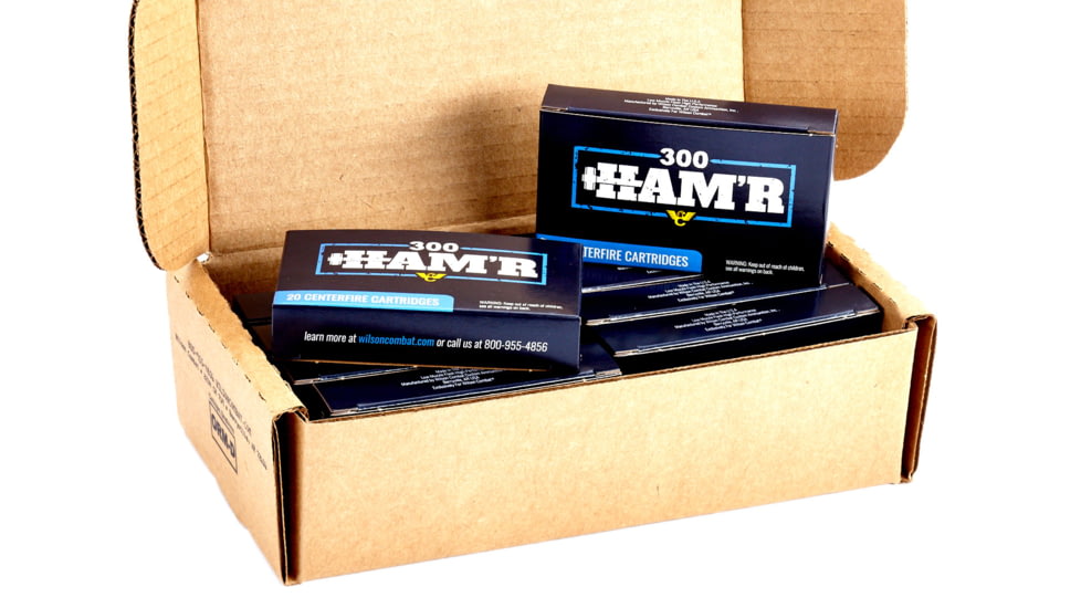 Wilson Combat Speer HAMR HOT-CORE 300 HAMR 130 Grain Nickel Cased Pistol Ammo, 200 Round, A300HMR-130-HHC-N-BL-200RD