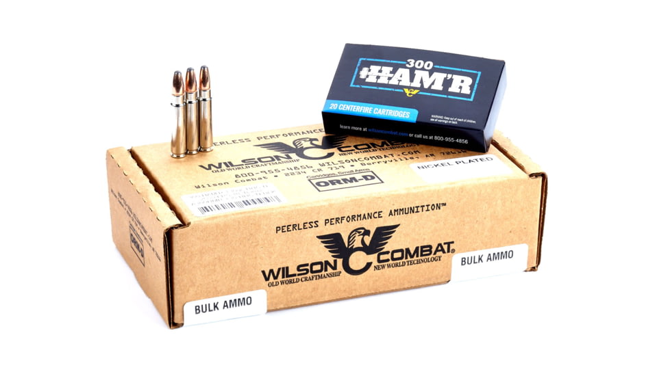 Wilson Combat Speer HAMR HOT-CORE 300 HAMR 130 Grain Nickel Cased Pistol Ammo, 200 Round, A300HMR-130-HHC-N-BL-200RD