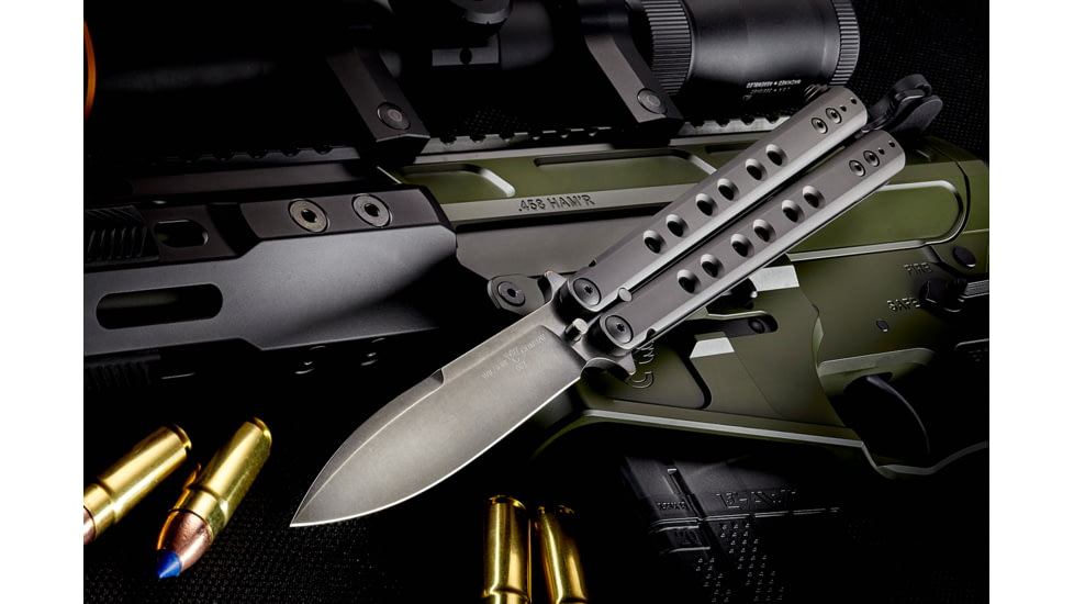 Wilson Combat SuperFly Tactical Butterfly Folding Knife, 4.375 in, Black DLC Finish, WTK-SF-B