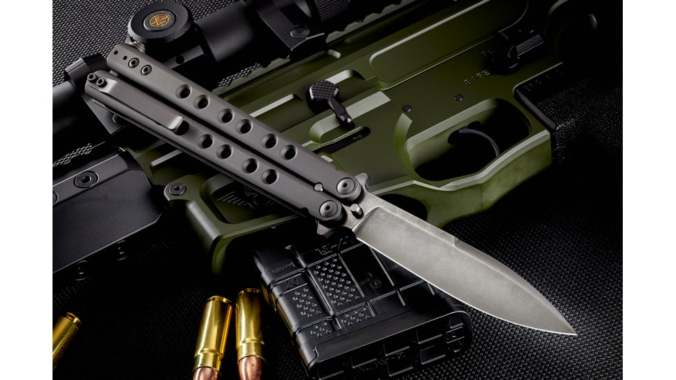 Wilson Combat SuperFly Tactical Butterfly Folding Knife, 4.375 in, Black DLC Finish, WTK-SF-B