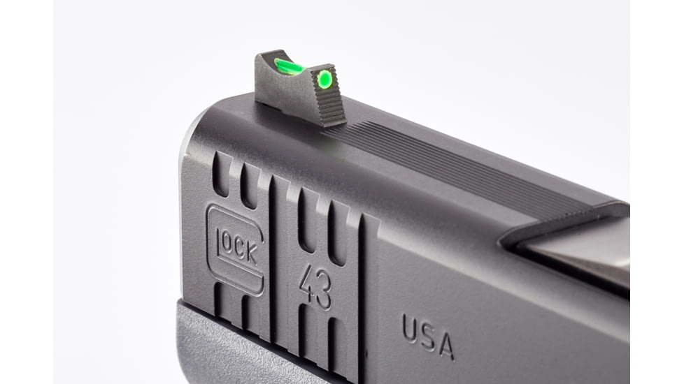 Wilson Combat Vickers Elite Glock 42/43 Sight Set, Black Serrated Rear, Green Fiber Optic Front, 902BFOG