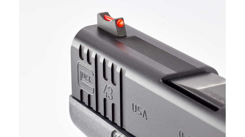 Wilson Combat Vickers Elite Glock 42/43 Sight Set, Black Serrated Rear, Red Fiber Optic Front, 902BFOR