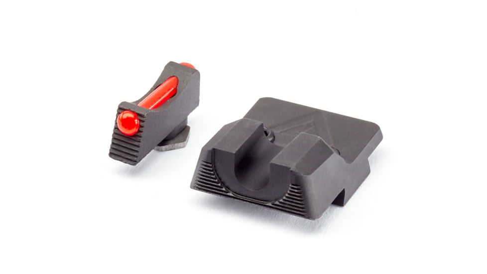 Wilson Combat Vickers Elite Glock 42/43 Sight Set, Black Serrated Rear, Red Fiber Optic Front, 902BFOR