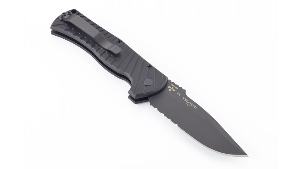 Wilson Combat Pro Tech, Eagle Automatic by Les George, Matte Black DLC Blade Finish, Serrated, Matte Black, WTK-EAGLE-AB-S