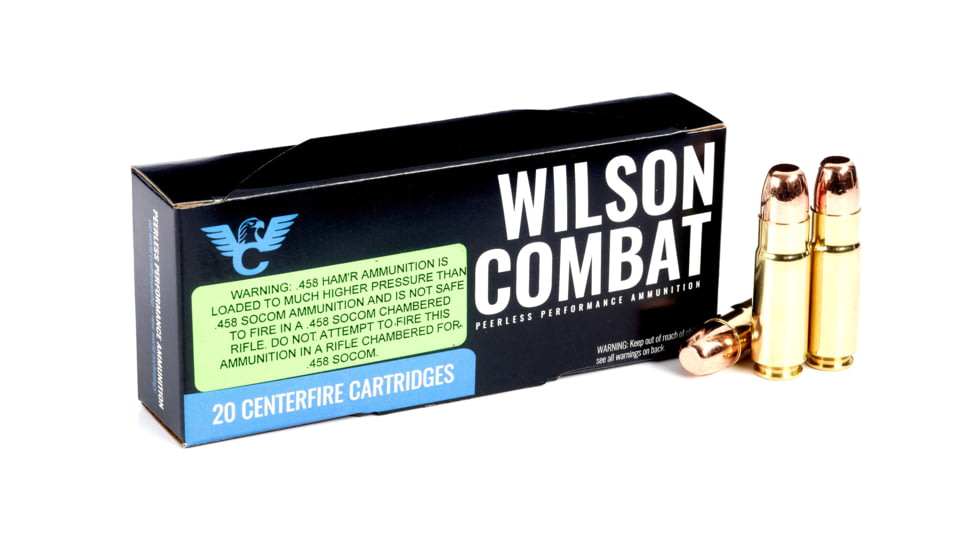 Wilson Combat X-Treme .458 HAMR 300 Grain Round Nose Flat Point Brass Cased Pistol Ammo, 20 Round, A458H-300-RNFP-20RD