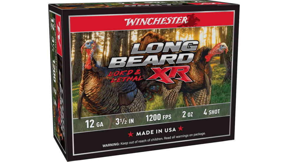 Winchester 12GA 3.5in 2oz #4 Long Beard XR Brass Case Shotgun Ammo, 10RD, WINCSTLB12L4