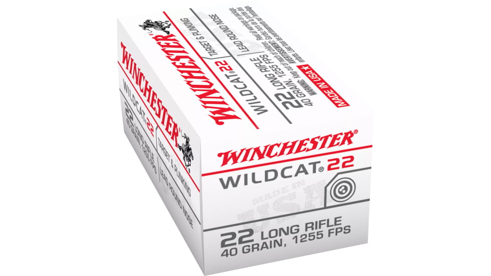 Winchester .22 Long Rifle, 40 Grain, Lead Round Nose LRN, Brass Cased, Centerfire Rimfire Ammo, 50 Rounds, CQWW22LR