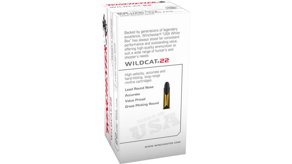 Winchester .22 Long Rifle, 40 Grain, Lead Round Nose LRN, Brass Cased, Centerfire Rimfire Ammo, 50 Rounds, CQWW22LR