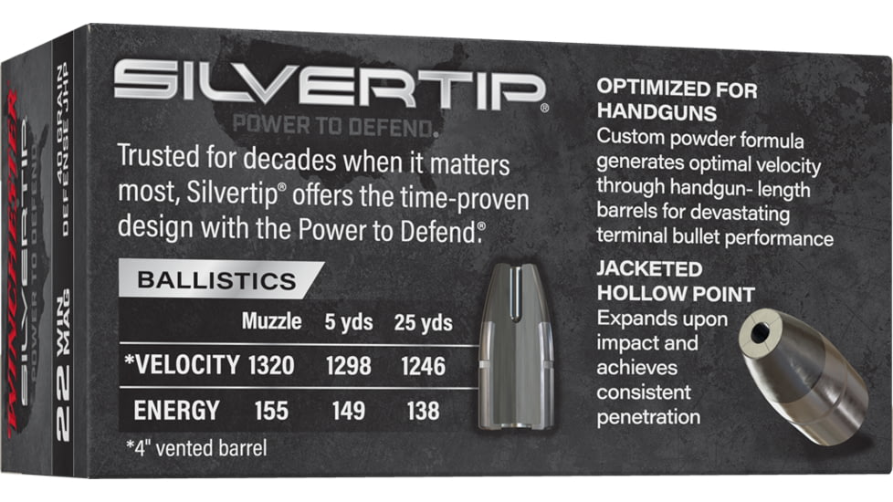 Winchester .22 Winchester Magnum Rimfire 40 Grain Jacketed Hollow-Point Rimfire Ammo, 50 Rounds, W22MST