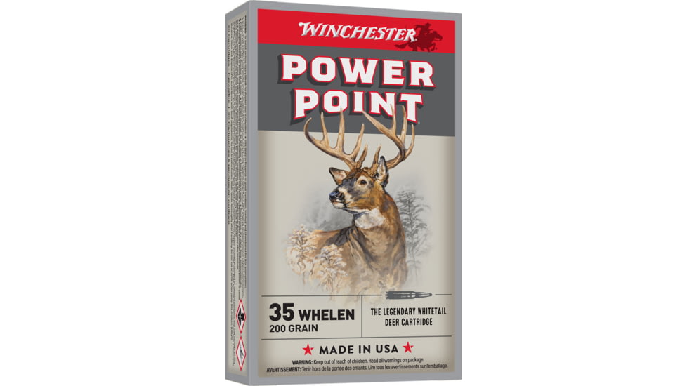 Winchester .35 Whelen 200 Grain Power Point Brass Case Centerfire Rifle Ammo, 20RD BX/200RD CS, WINCX35W