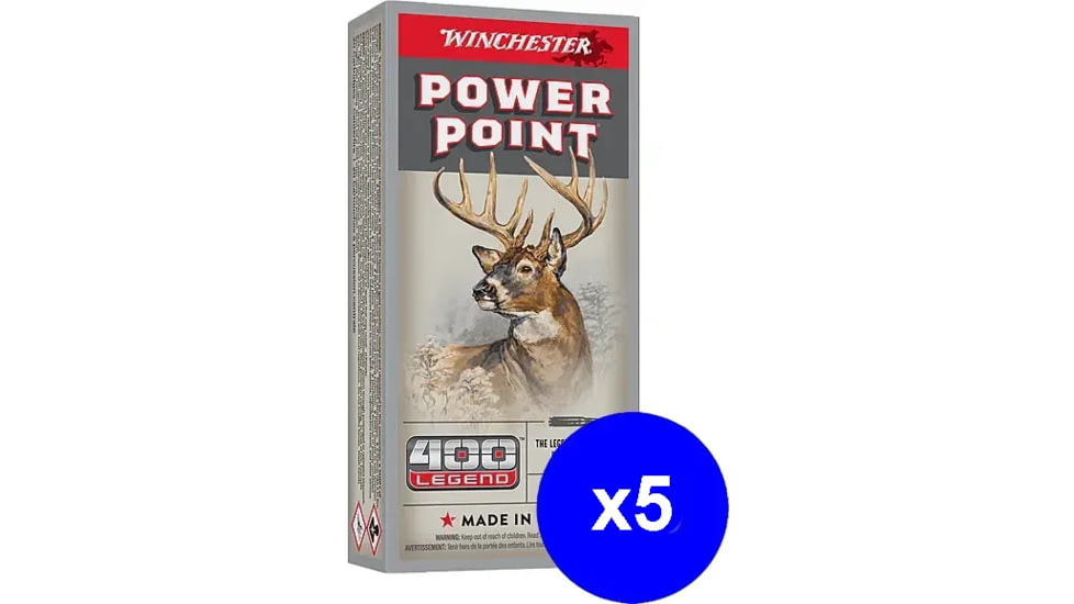 Winchester 400 Legend 215 Grain Jacketed Soft Point Brass Cased Rifle Ammo, 100 rounds