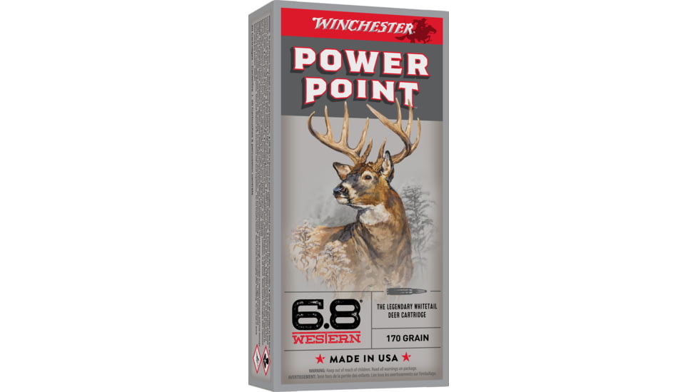 Winchester Super-X 6.8 Western 170 Grain Jacketed Soft Point Centerfire Rifle Ammo, 20 Rounds, X68W1