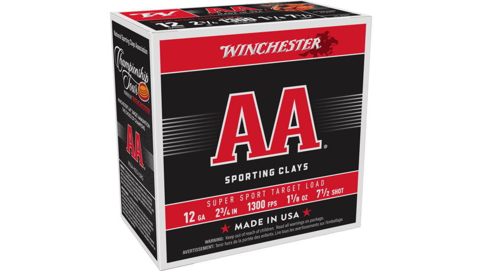 Winchester AA, 12 Gauge, 1 1/8 oz, 2 3/4 in, Size 7.5, Centerfire Shotgun Ammo, 25, AASC127