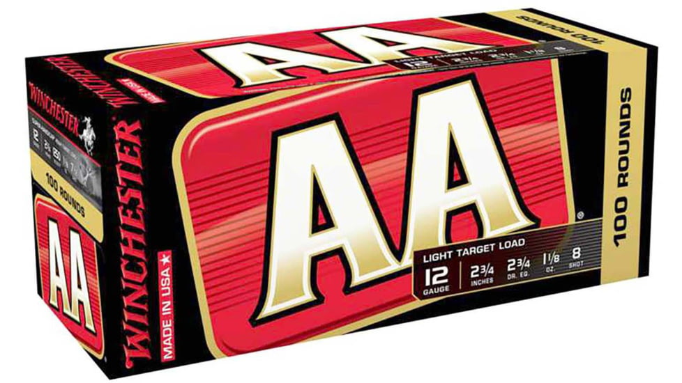 Winchester AA, 12 Gauge, 1 1/8 oz, 2 3/4 in, Size 8, Centerfire Shotgun Ammo, 100, AASC128VP