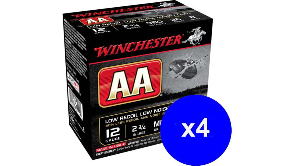 Winchester AA 12 Gauge 7/8 oz 2.75in Centerfire Shotgun Ammo, 100 Rounds, AA12FL8