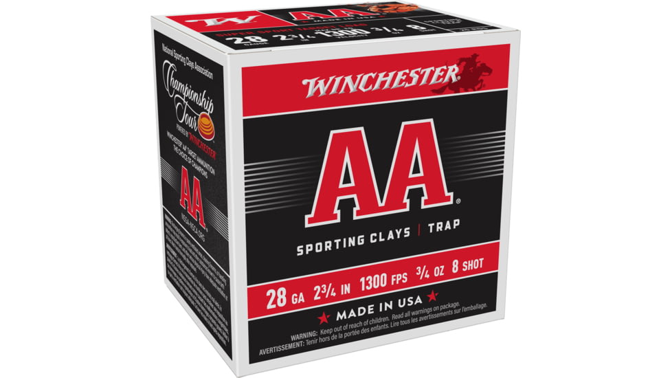 Winchester AA 28 Gauge 2 3/4in 3/4 oz Centerfire Shotgun Ammo, 25 Round, AASC288