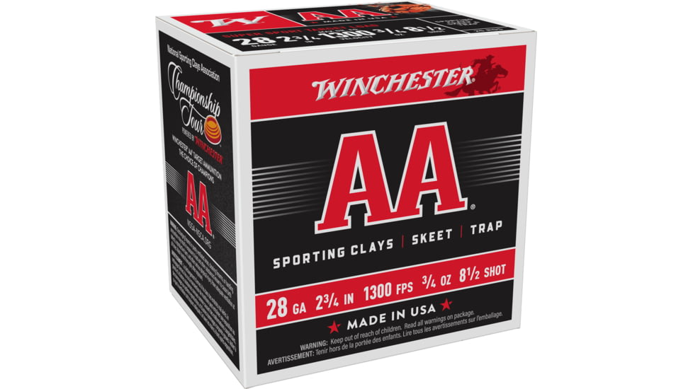 Winchester AA 28 Gauge 3/4 oz 2.75in Centerfire Shotgun Ammo, 25 Rounds, AASC2885