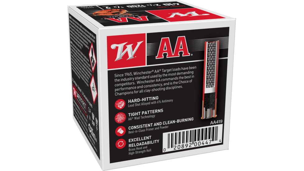 Winchester AA, .410 Bore, 1/2 oz, 2.5in, 9 Shot, Centerfire Shotgun Ammo, 25 Rounds, AA419