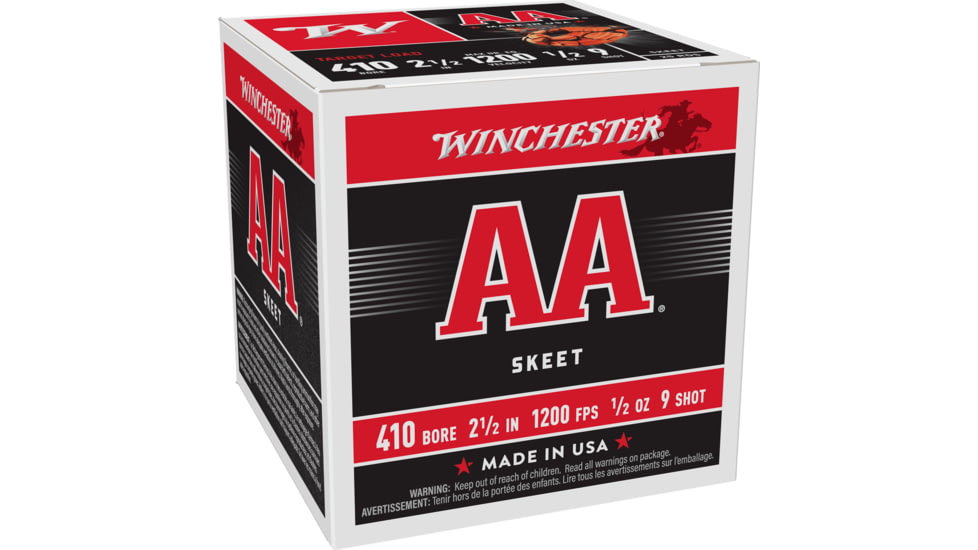 Winchester AA, .410 Bore, 1/2 oz, 2.5in, 9 Shot, Centerfire Shotgun Ammo, 25 Rounds, AA419