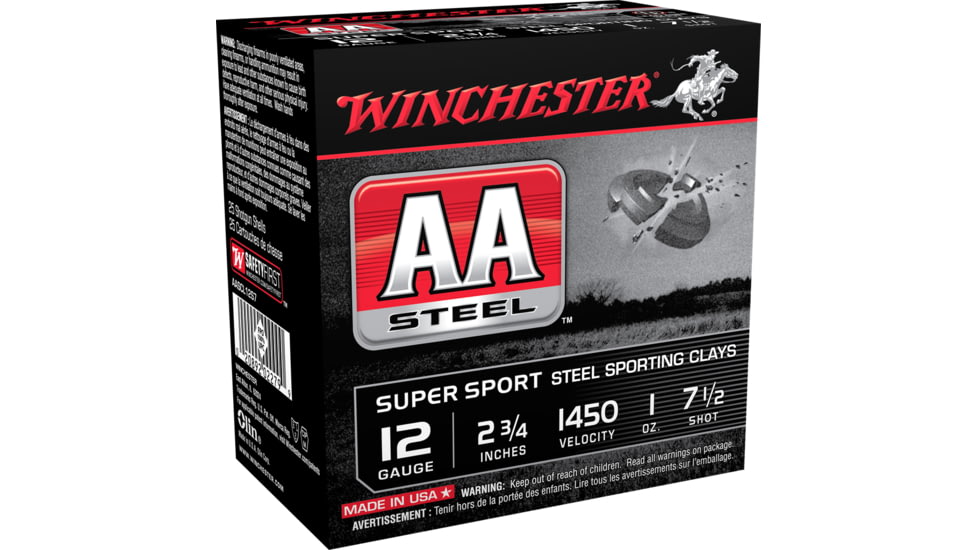 Winchester AA Steel TARGET 12 Gauge 1 oz 2.75in Centerfire Shotgun Ammo, 25 Rounds, AASCL12S7
