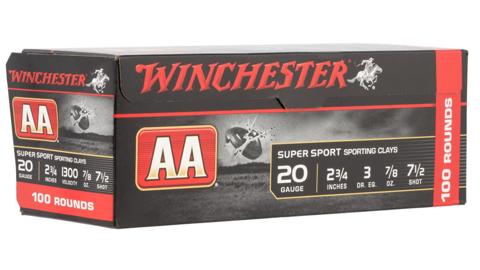 Winchester AA Target 20 Gauge 7/8 oz 2.75in 7.5 Shot Size Shotgun Ammo, 100 Rounds, AASC207D