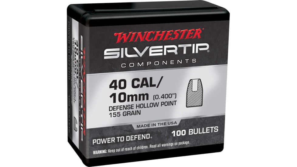 Winchester Pistol Bullets, 40 S&amp;W, .400, 155 Grain, Silvertip Jacketed Hollow Point, 100 Bullets, WB40ST155X-400CAL