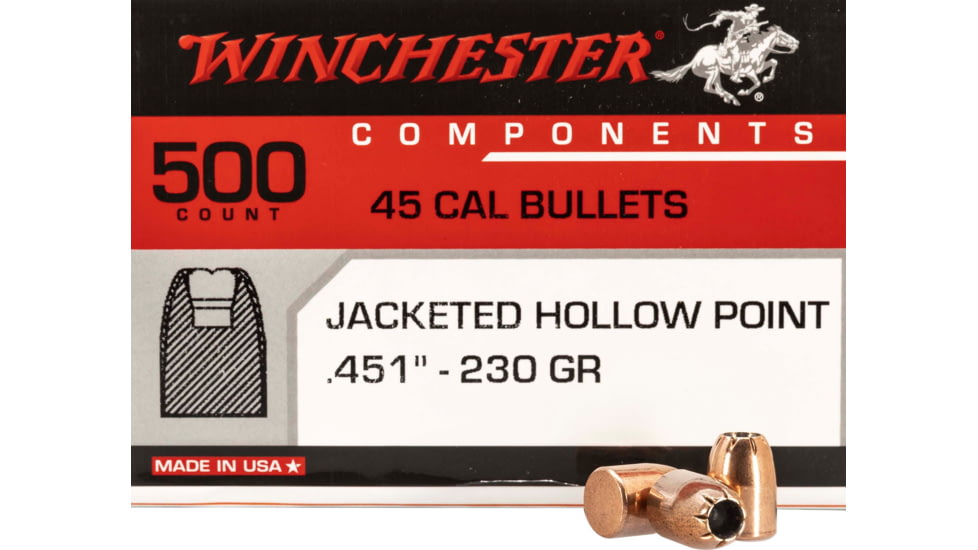 Winchester Ammo Centerfire Handgun Reloading 45 Cal .451 230 Gr Jacketed Hollow WB45HP230D