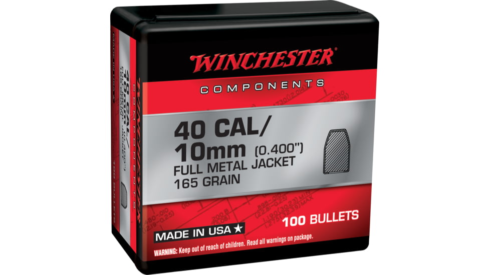 Winchester Ammo Centerfire Handgun Reloading, 45 Cal .451 230 Grain, Full Metal Jacket, 100 Bullets, WB45MC230X