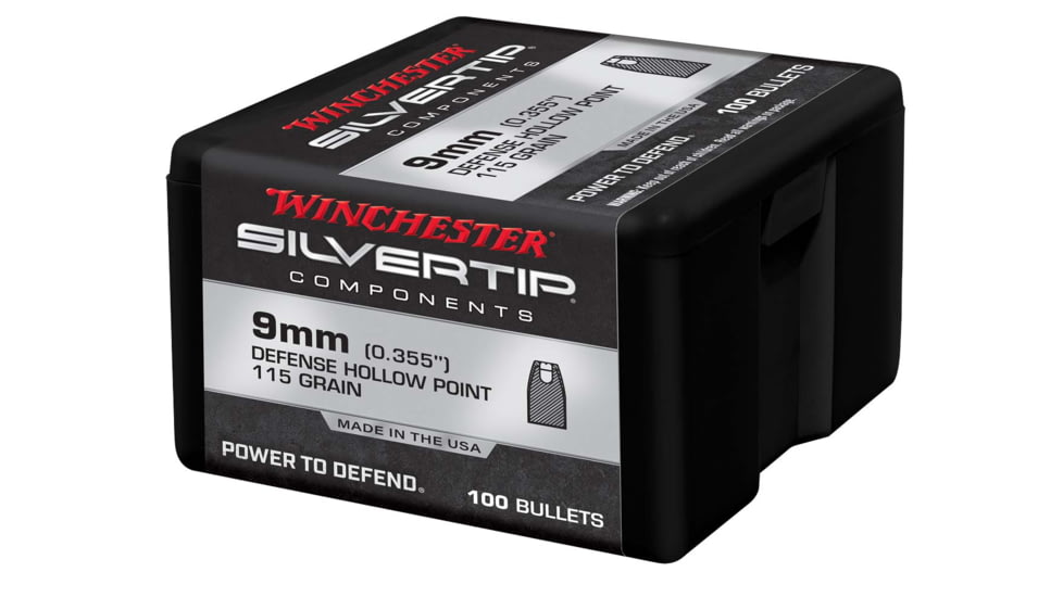 Winchester Ammo Centerfire Handgun Reloading 9 mm .355 115 Gr Silvertip Hollow P WB9ST115X