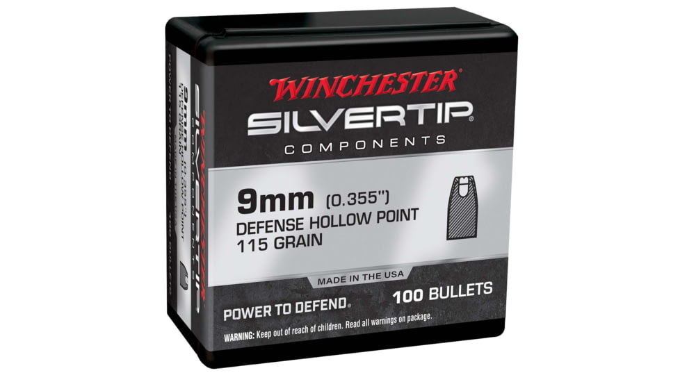 Winchester Pistol Bullets,9 mm, .355, 115 Grain, Silvertip Jacketed Hollow Point, 100 Bullets, WB9ST115X-355CAL