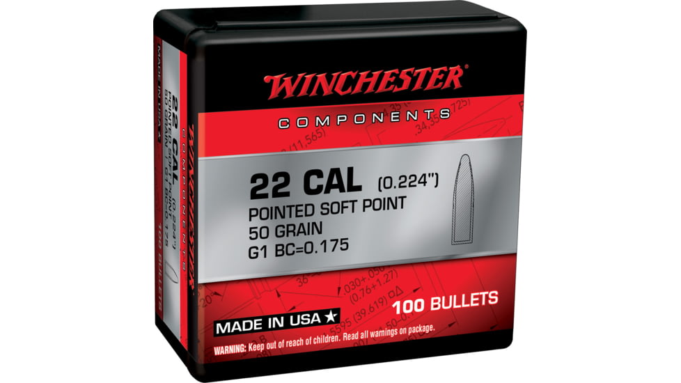Winchester Ammo Centerfire Rifle Reloading 222 Rem .224 50 Gr Pointed Soft Poin WB222SP50X
