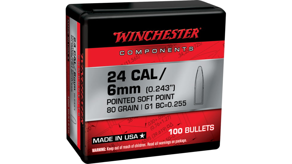 Winchester Ammo Centerfire Rifle Reloading 243 Win .243 80 Gr Pointed Soft Poin WB243SP80X