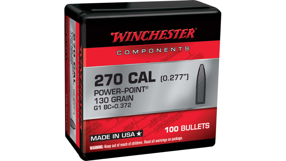 Winchester Ammo Centerfire Rifle Reloading 270 Win .277 130 Gr Power-Point PP WB270P130X