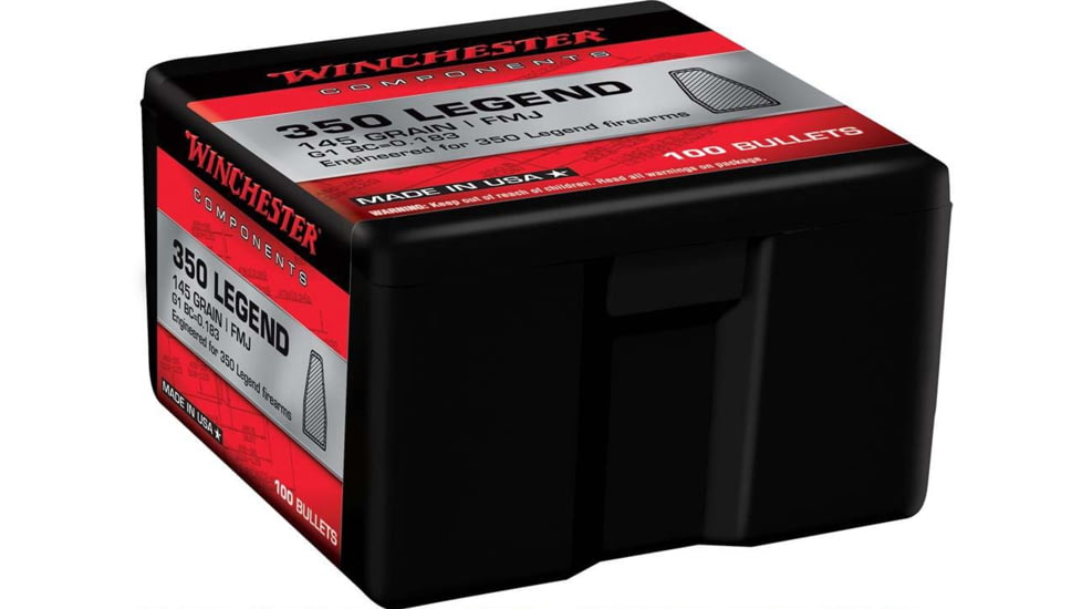 Winchester Ammo Centerfire Rifle Reloading, 350 Legend, 145 Grain, 100 Bullets, WB350M145X