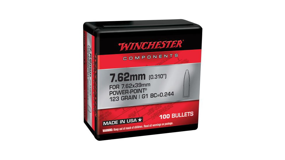 Winchester Ammo Centerfire Rifle Reloading 7.62mm .310 123 Gr Power-Point PP WB762P123X