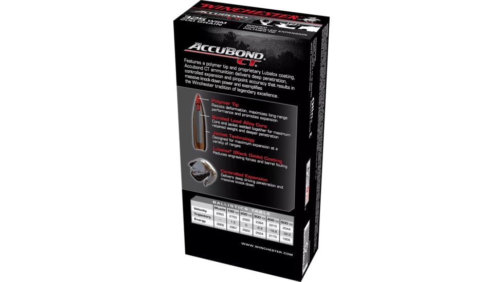 Winchester Ammo S325WSMCT Expedition Big Game 325 WSM 200 Gr AccuBond CT 20 Bx, S325WSMCT