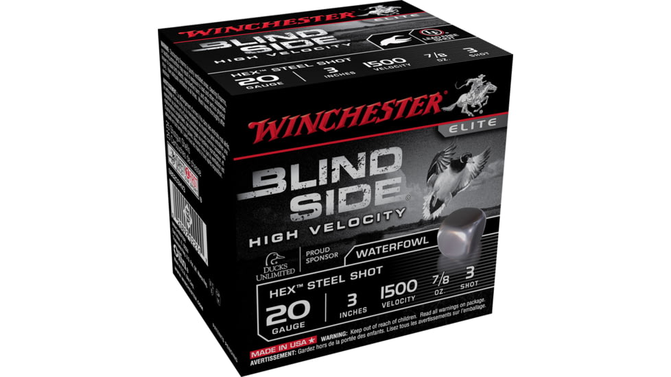 Winchester Ammo SBS203HV3 Blindside High Velocity 20 Gauge 3 7/8 Oz 3 Shot 25 B