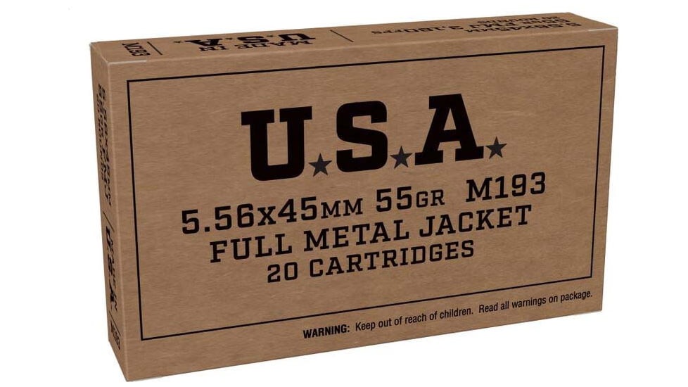 Winchester Service Grade 5.56x45mm NATO 55 Grain Full Metal Jacket Rifle Ammo, 20 Rounds, SG556W