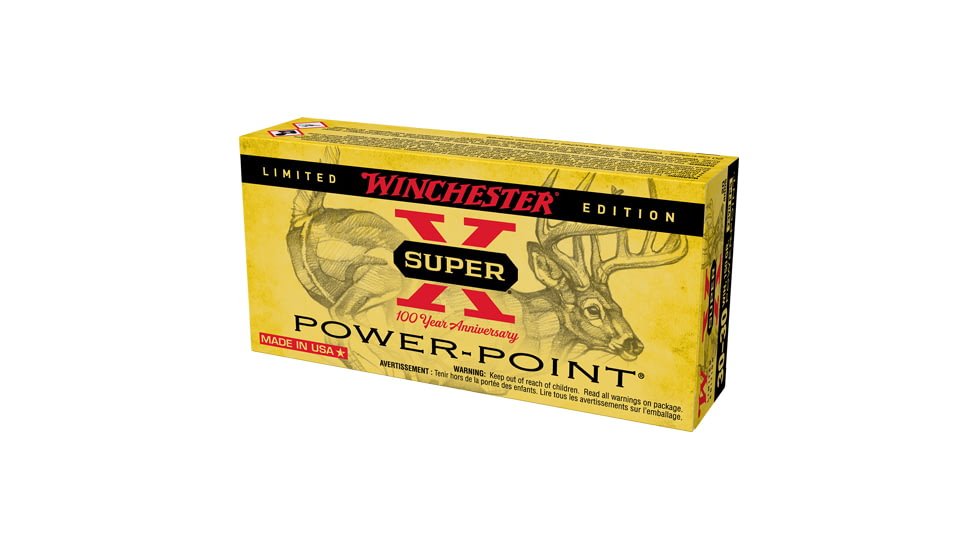 Winchester Ammo Super X 100th Anniversary .30-30 Winchester 150 Grain Power-Point Brass Cased Centerfire Rifle Ammo, 20 Rounds, X3030100