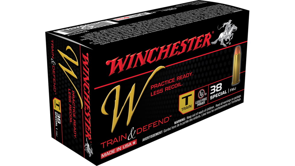 Winchester Ammo W Train And Defend .38 Special 130 Grain Full Metal Jacket Ammo, W38SPLT