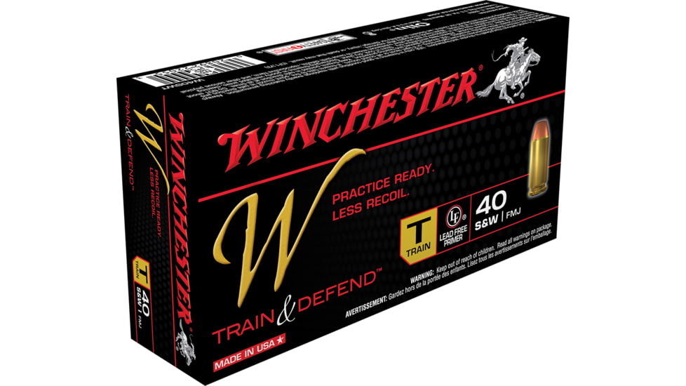 Winchester Ammo W Train And Defend 40 S&amp;W 180 Grain Full Metal Jacket Ammo, W40SWT
