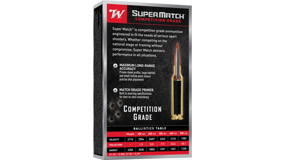 Winchester Ammunition Super Match, 6.5 Creedmoor, 140 Grain, Boat Tail Hollow Point, 20 Round Box SM65CM