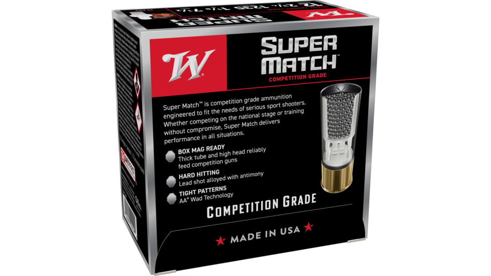 Winchester Ammunition Super Match, Shotshell, 12 Gauge, 2.75, #7 Shot, 1 1/8oz, 25 Round Box SM12H7