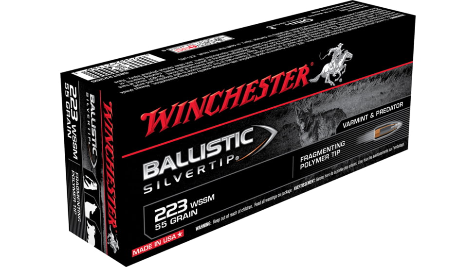 Winchester Ballistic Silvertip .223 Winchester Super Short Magnum 55 grain Fragmenting Polymer Tip Brass Cased Centerfire Rifle Ammo, 20 Rounds, SBST223SS