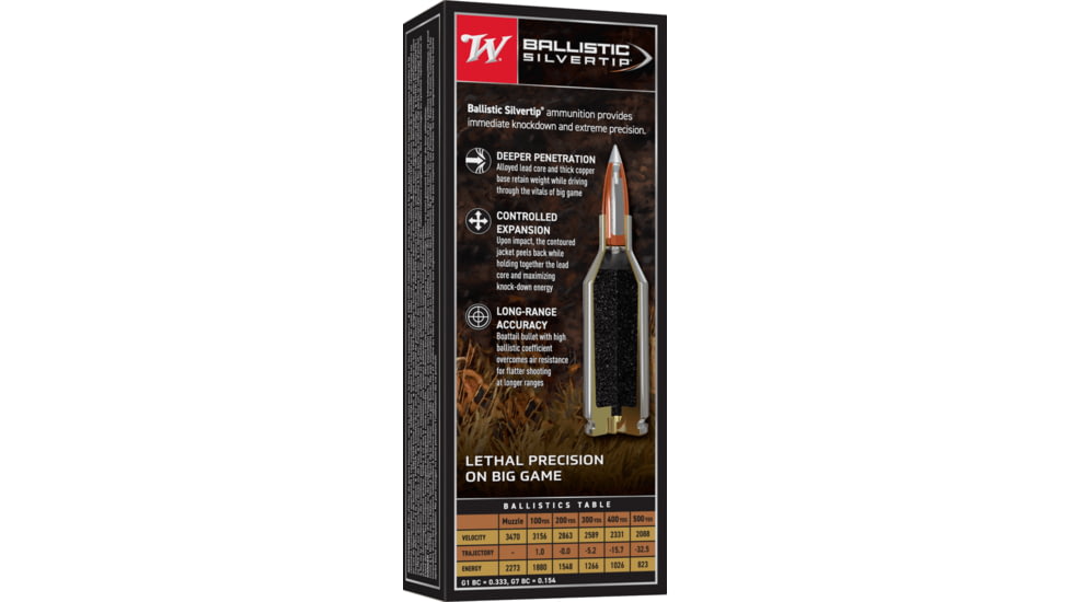 Winchester Ballistic Silvertip .25 Winchester Super Short Magnum 85 grain Fragmenting Polymer Tip Centerfire Rifle Ammo, 20 Rounds, SBST25WSS