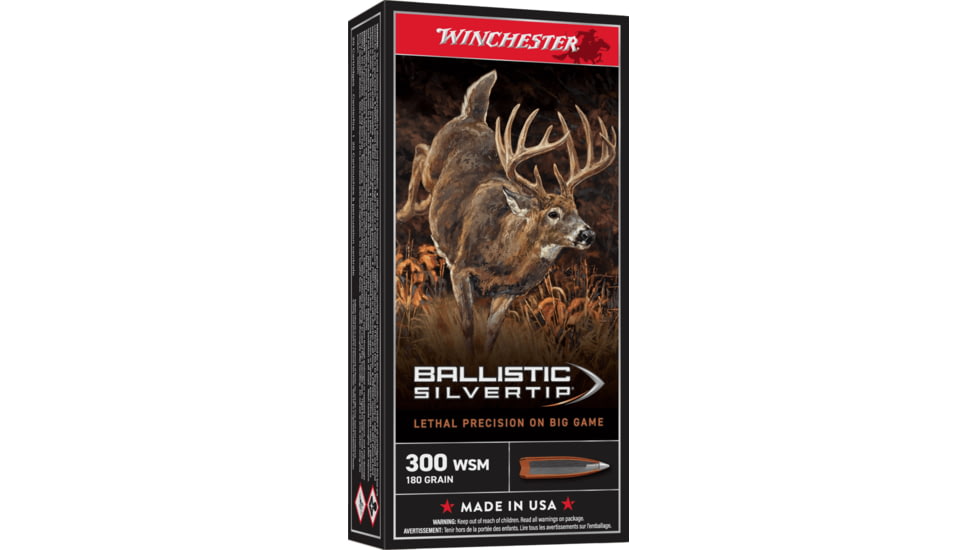Winchester Ballistic Silvertip .300 WSM 180 Grain Polymer Tip Rifle Ammo, 20 Round, SBST300SA