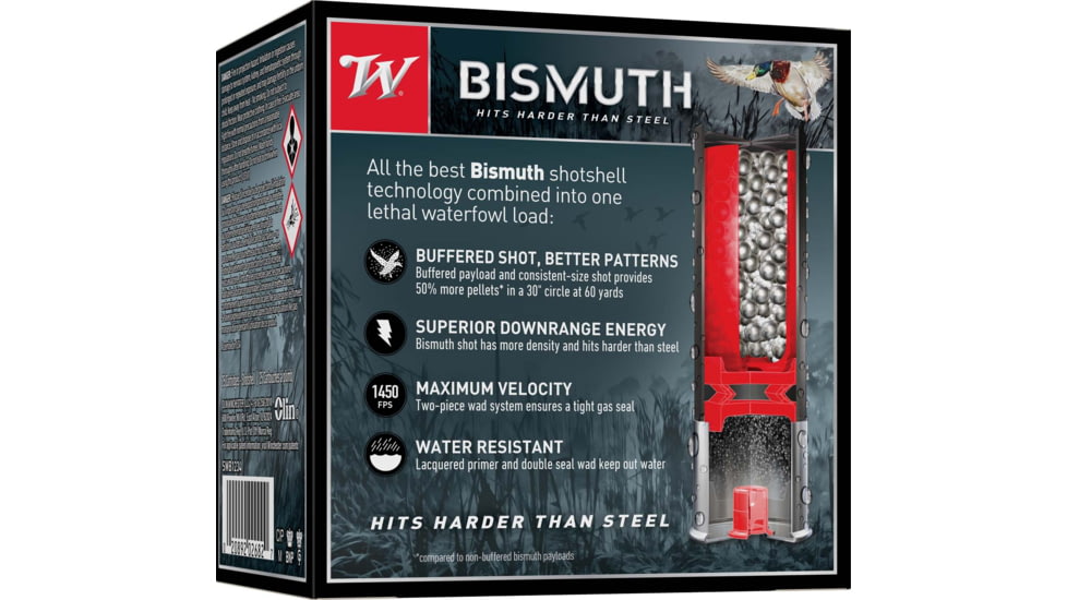 Winchester Bismuth 12 Gauge 1 3/8 oz 3in #4 Shotgun Ammo, 25 Rounds, SWB1234